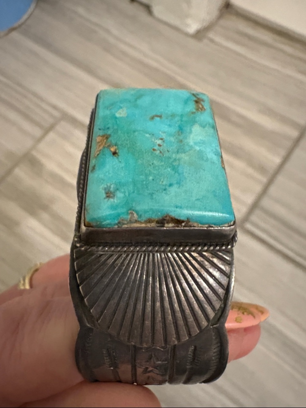 Gary Reeves Vintage Sterling Silver and Turquoise Cuff - Picture 6 of 15